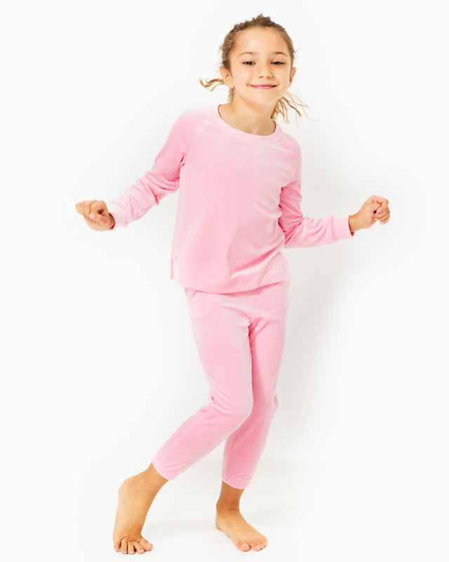 Girls Mini Ciana Velour Top - Conch Shell Pink