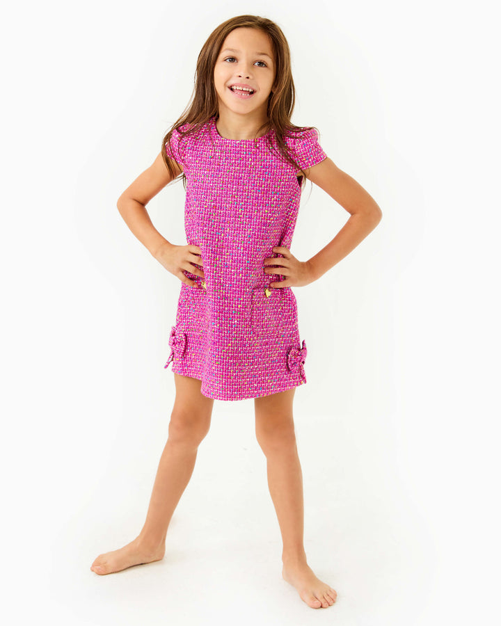 Girls Little Lilly Short Sleeve Shift Dress - Elderflower Blossom