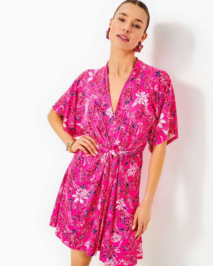 Wisteria V-Neck Dress - Passion Fruit Pink Giraffic Park