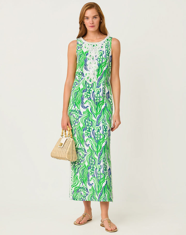 Marleigh Stretch Maxi Shift Dress - Putting Green Oversized Lilly