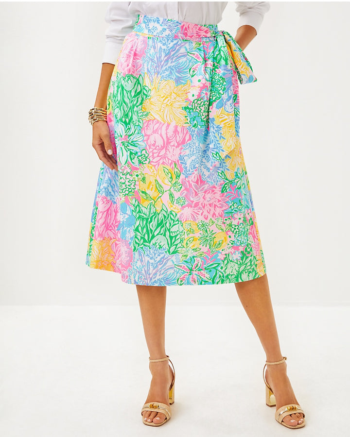 Rowena Midi Skirt - Multi Bright Delight Patch