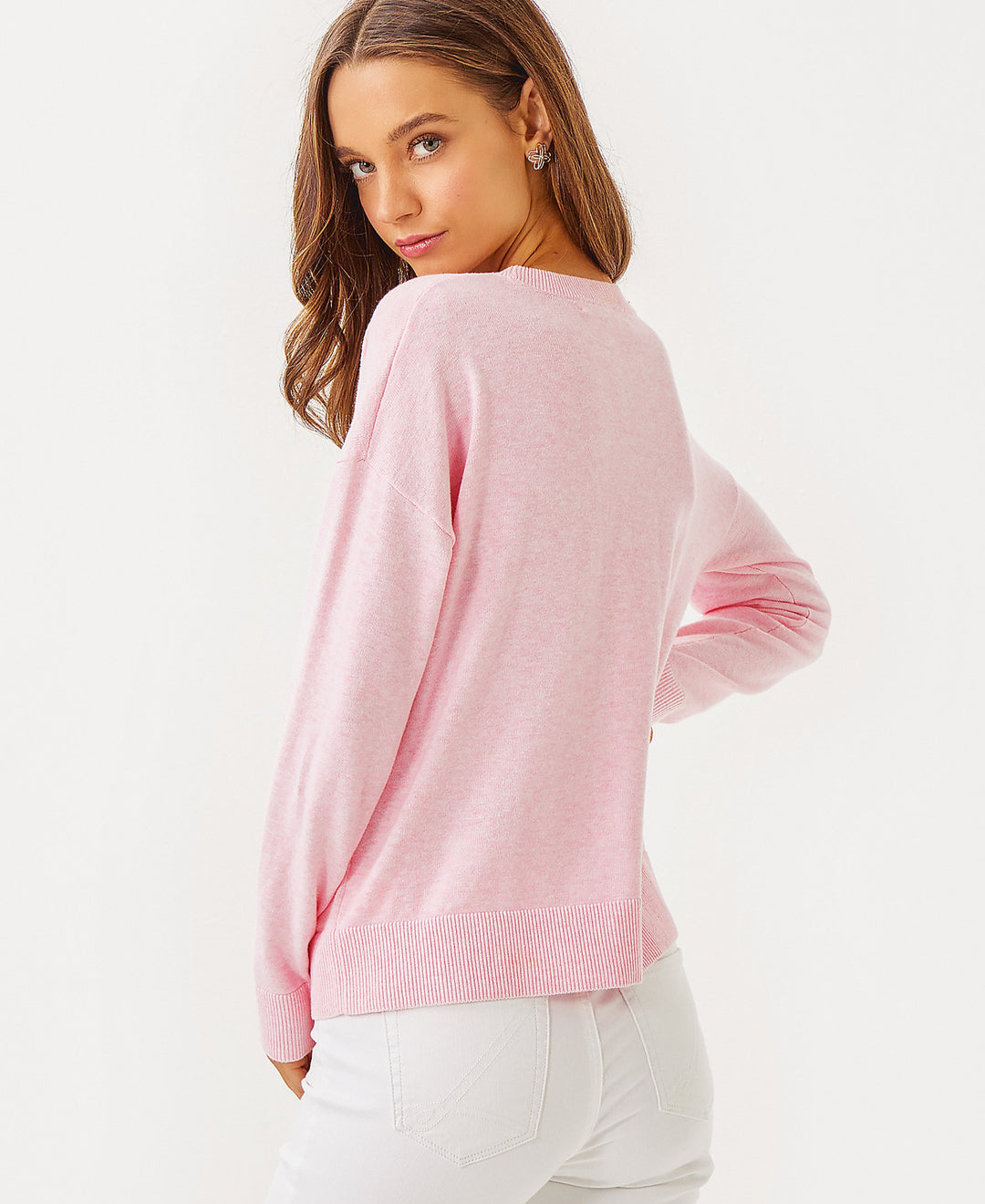 Tensley Sweater - Heathered Pink Muse Party Pineapple Jacquard