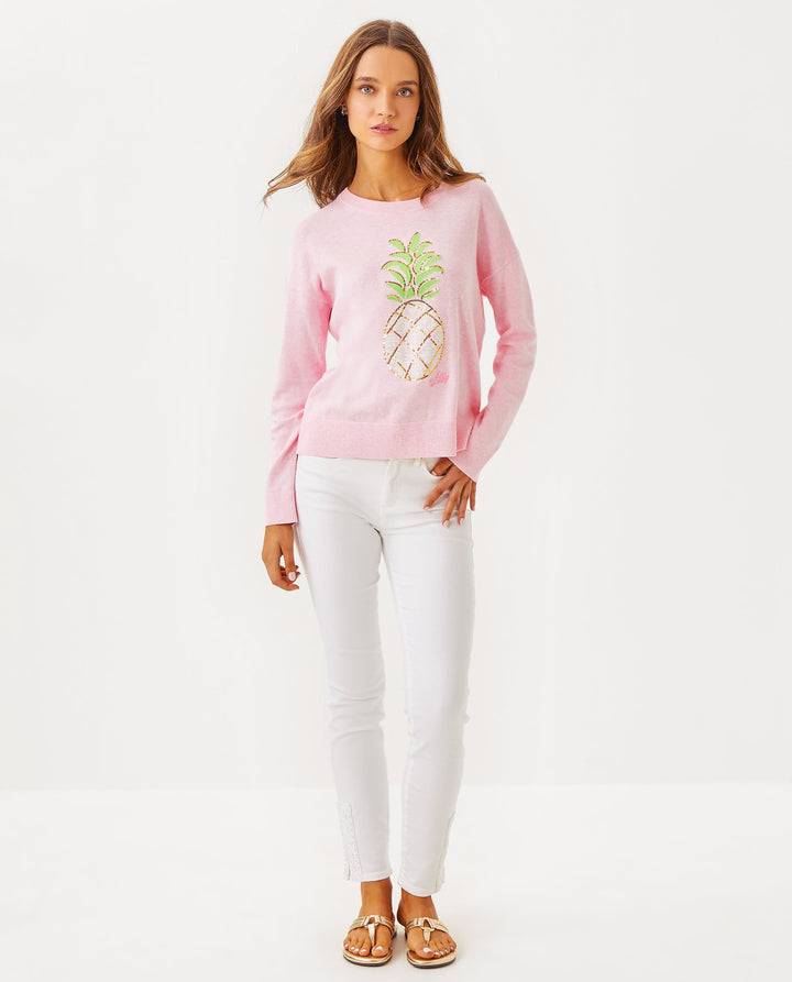 Tensley Sweater - Heathered Pink Muse Party Pineapple Jacquard