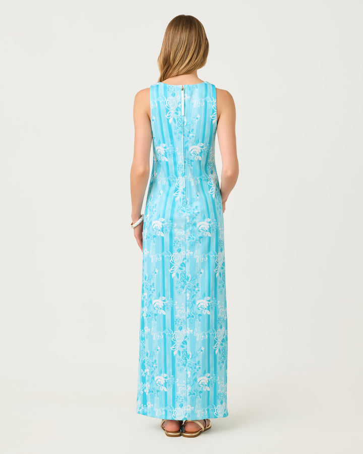 Melodie Maxi Dress - Capri Blue Roseys Petals