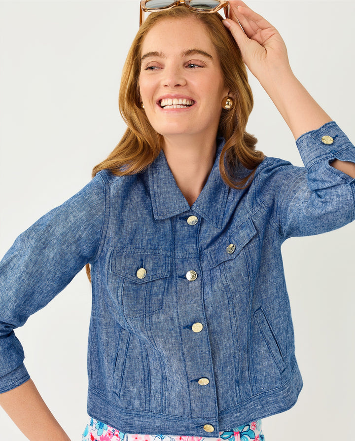Seaspray Linen Jacket - Starlight Navy