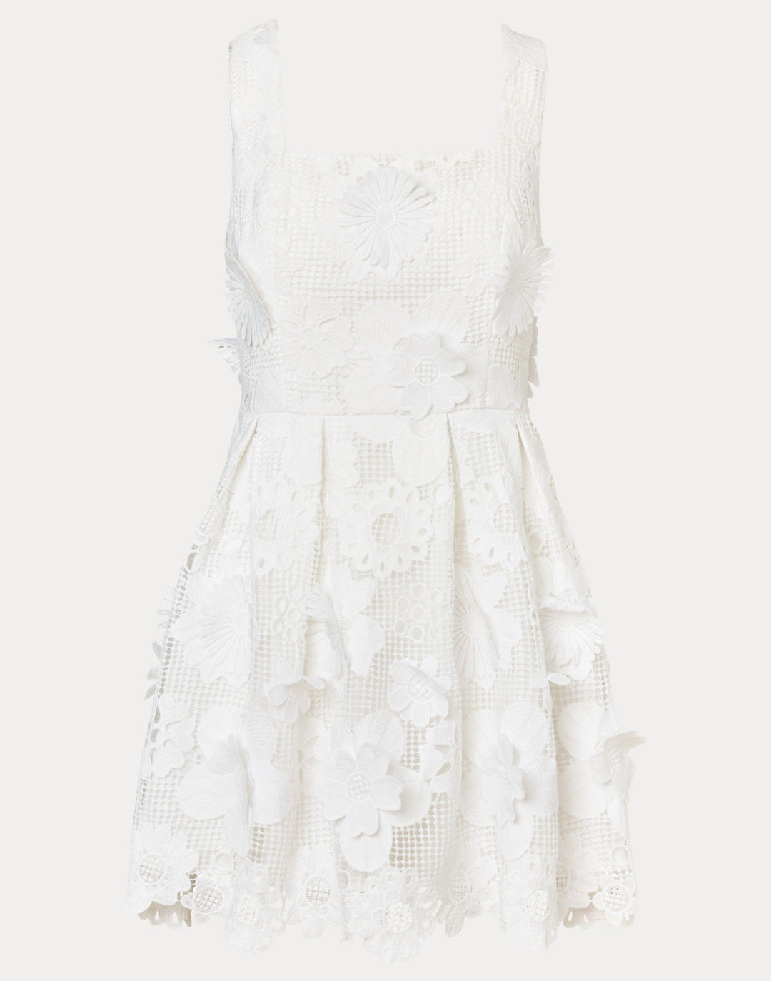 Cindy Skirted Lace Romper - Resort White Passion Flower 3d Lace