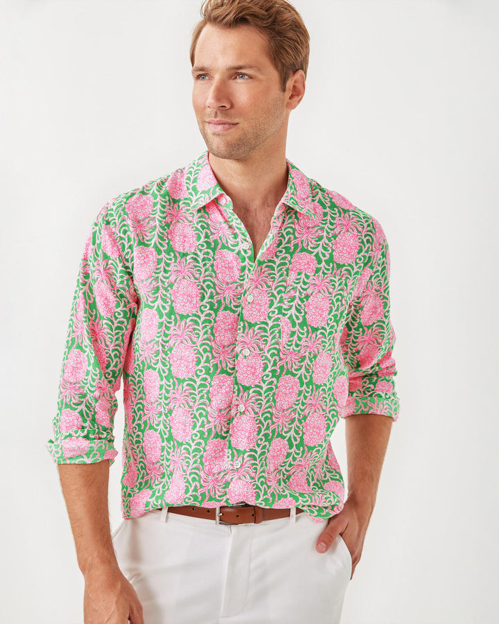 Mens Stuff Addison Shirt - Fauna Green Party Like a Pineapple