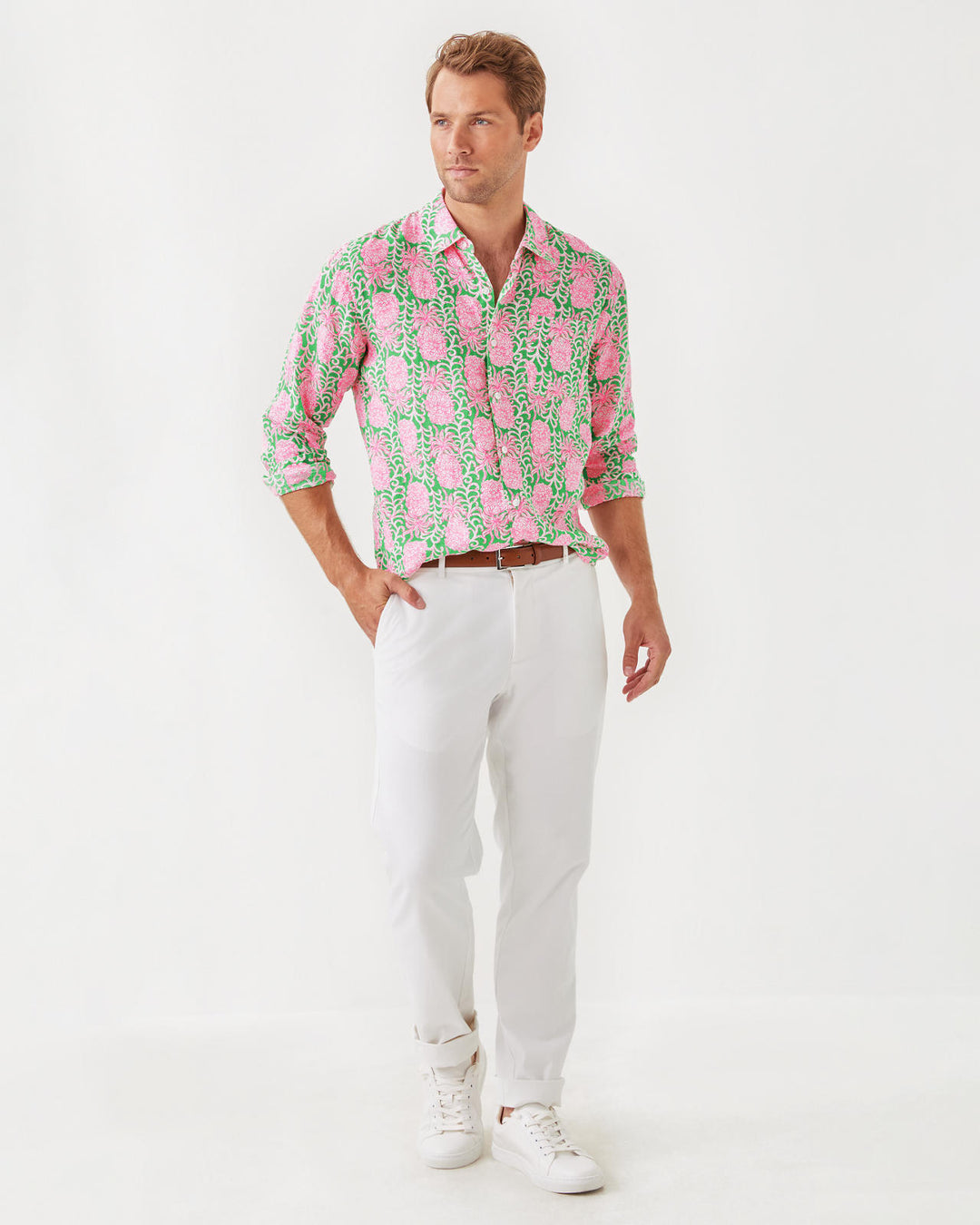 Mens Stuff Addison Shirt - Fauna Green Party Like a Pineapple