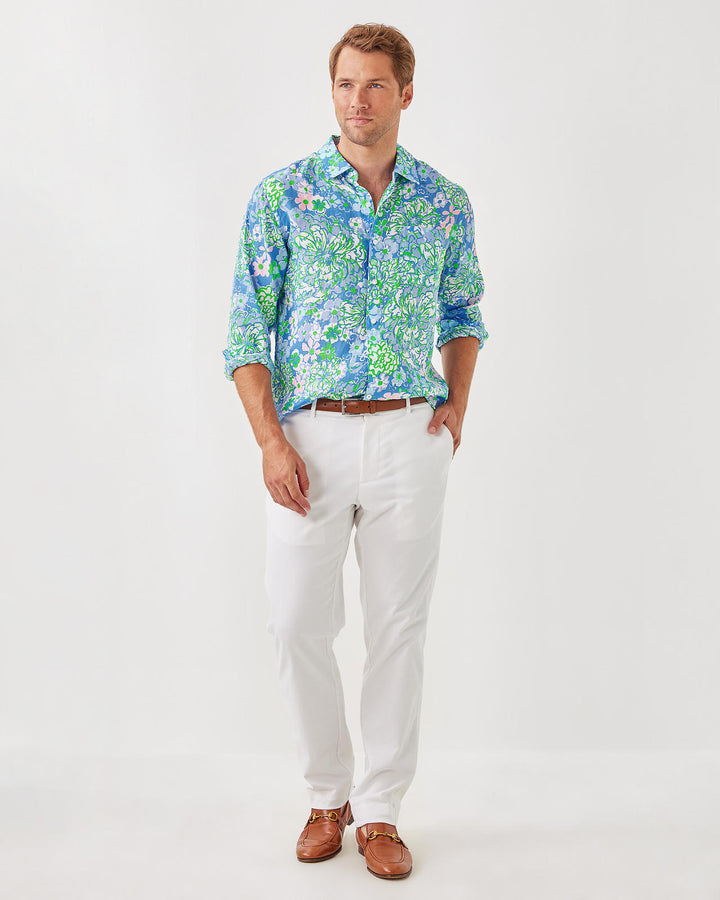 Mens Stuff Addison Shirt - Sunwashed Blue Plumes in Bloom