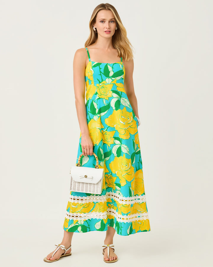 Haliey Midi Dress - Blue Curacao Rose