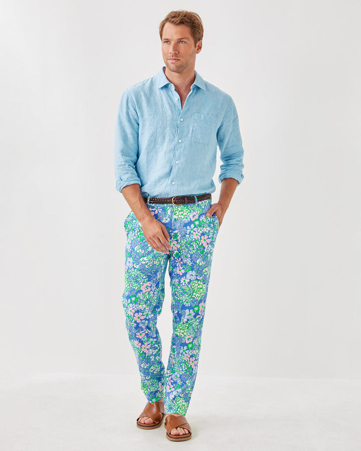 34" Mens Stuff Mizner Stretch Pants - Sunwashed Blue Plumes in Bloom