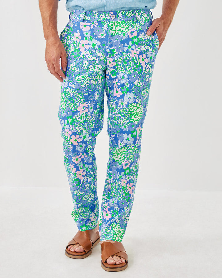 34" Mens Stuff Mizner Stretch Pants - Sunwashed Blue Plumes in Bloom