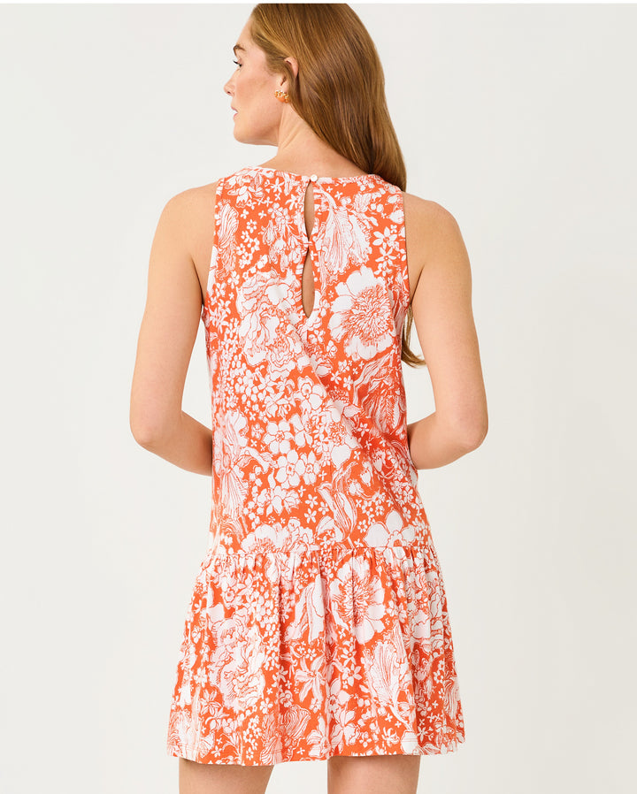 Dixi Dress - Sunset Orange Budding Romance