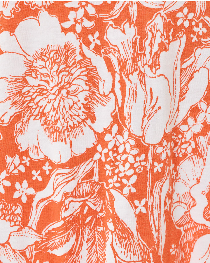 Dixi Dress - Sunset Orange Budding Romance
