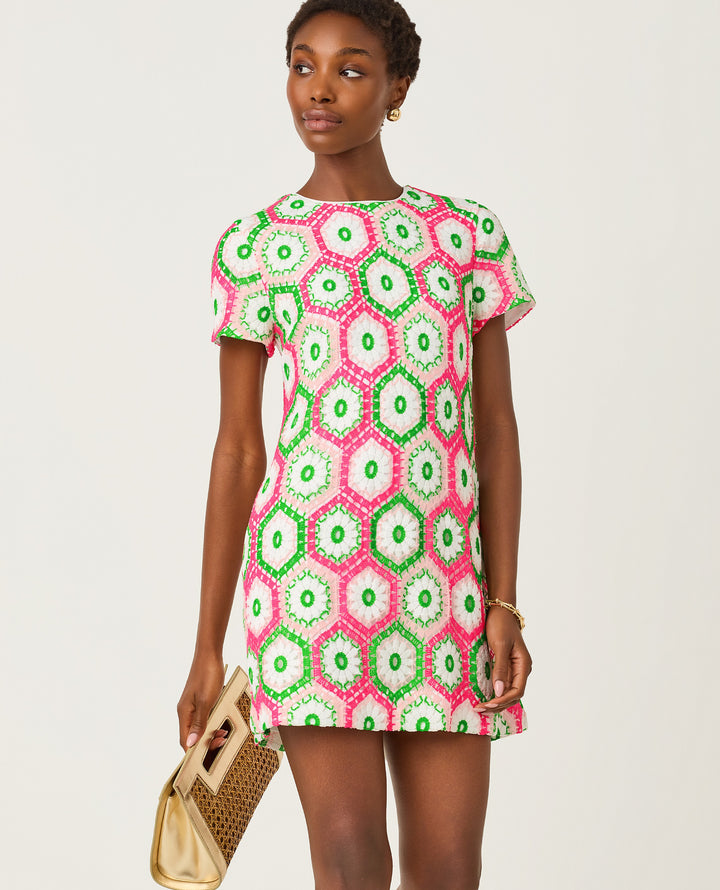 Leyla Shift Dress - Cherry Blossom Daisy Hex