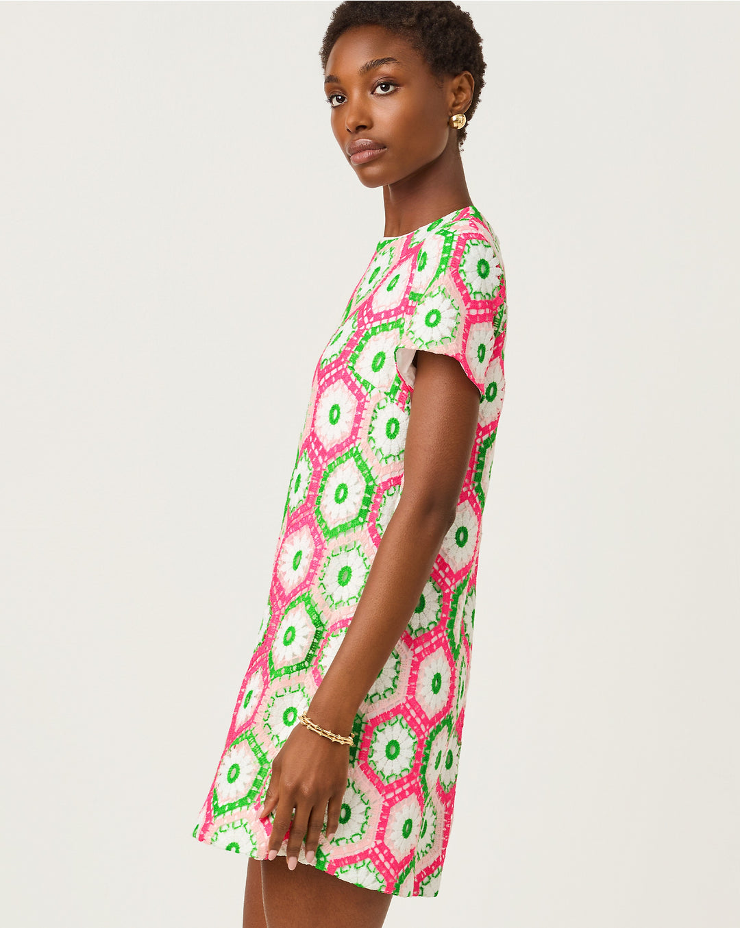 Leyla Shift Dress - Cherry Blossom Daisy Hex