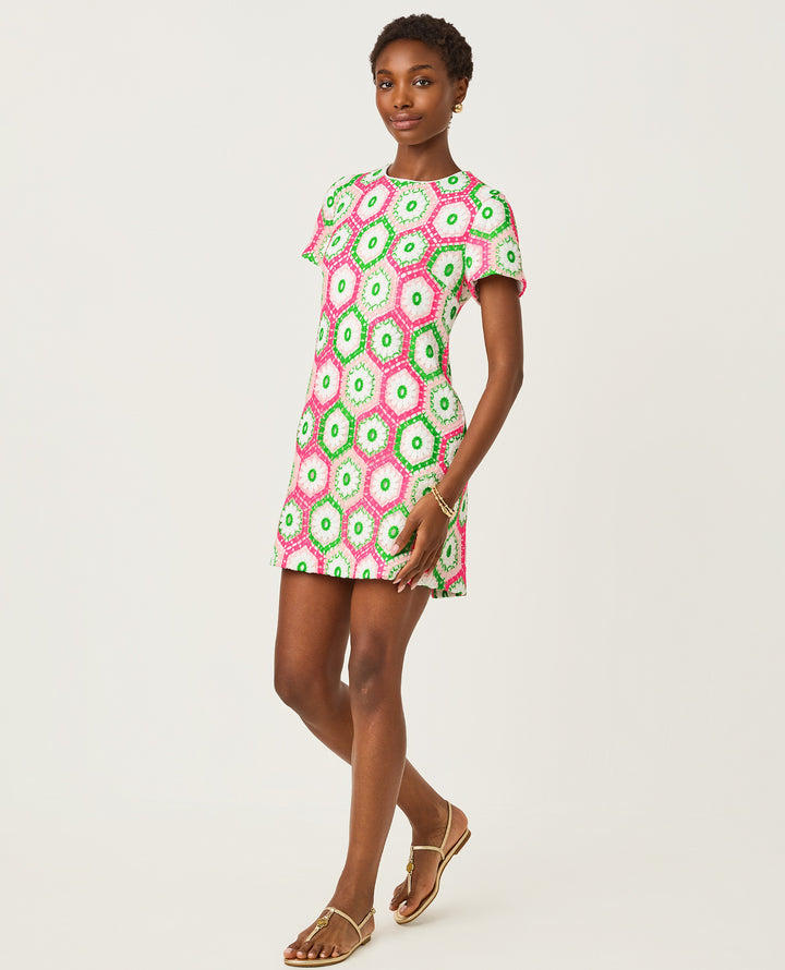Leyla Shift Dress - Cherry Blossom Daisy Hex