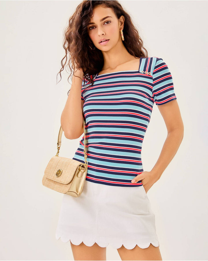 Beaty Knit Top - Multi Firecracker Yarn Dye Stripe