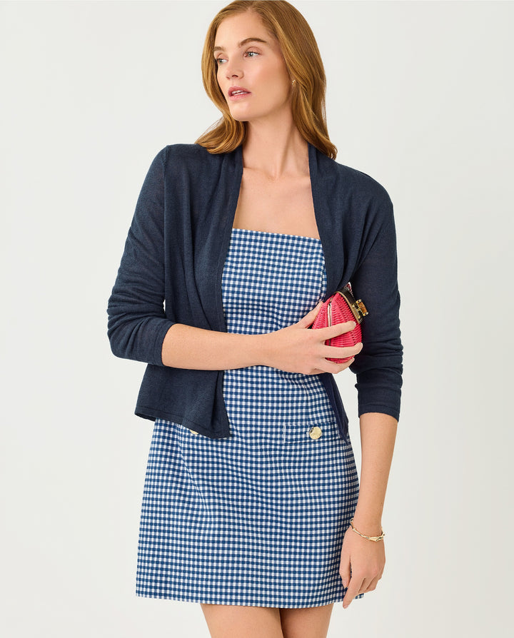 Veda Skirted Romper - Starlight Navy Gingham Stretch