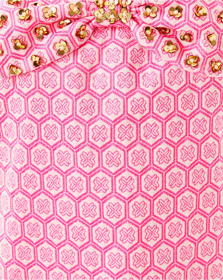 Bria Skirted Romper - Rousseau Pink Butterfly Brandmark Jacquard
