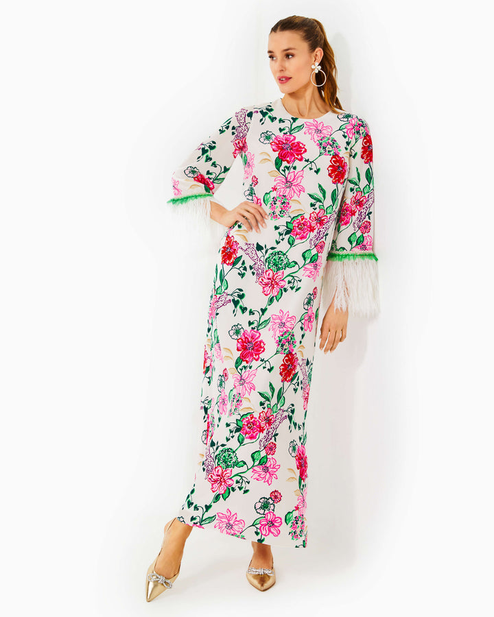 Nathalia Embellished Silk Maxi Dress - Coconut Safari Sanctuary