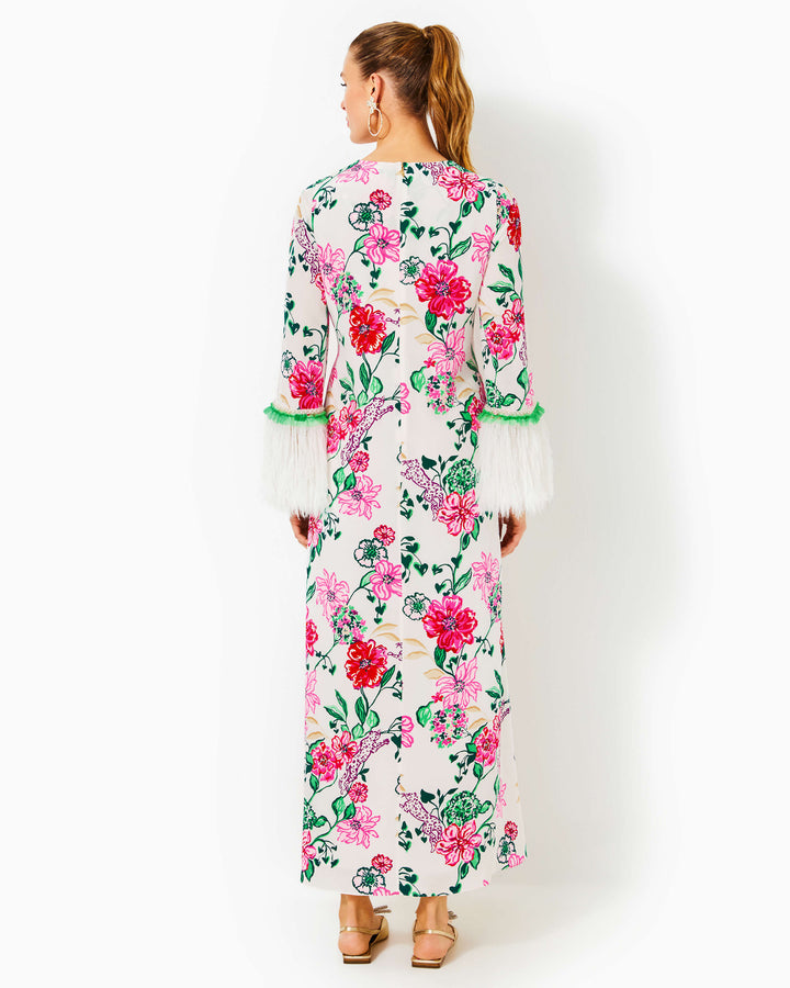 Nathalia Embellished Silk Maxi Dress - Coconut Safari Sanctuary