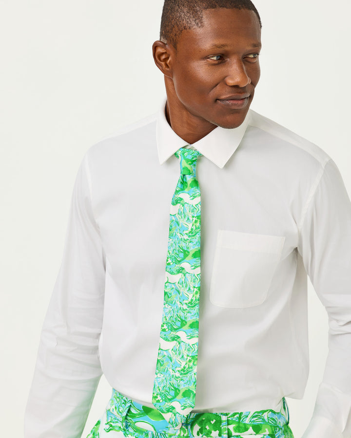Mens Stuff Tie And Pocket Square - Capri Blue Galloping Gals