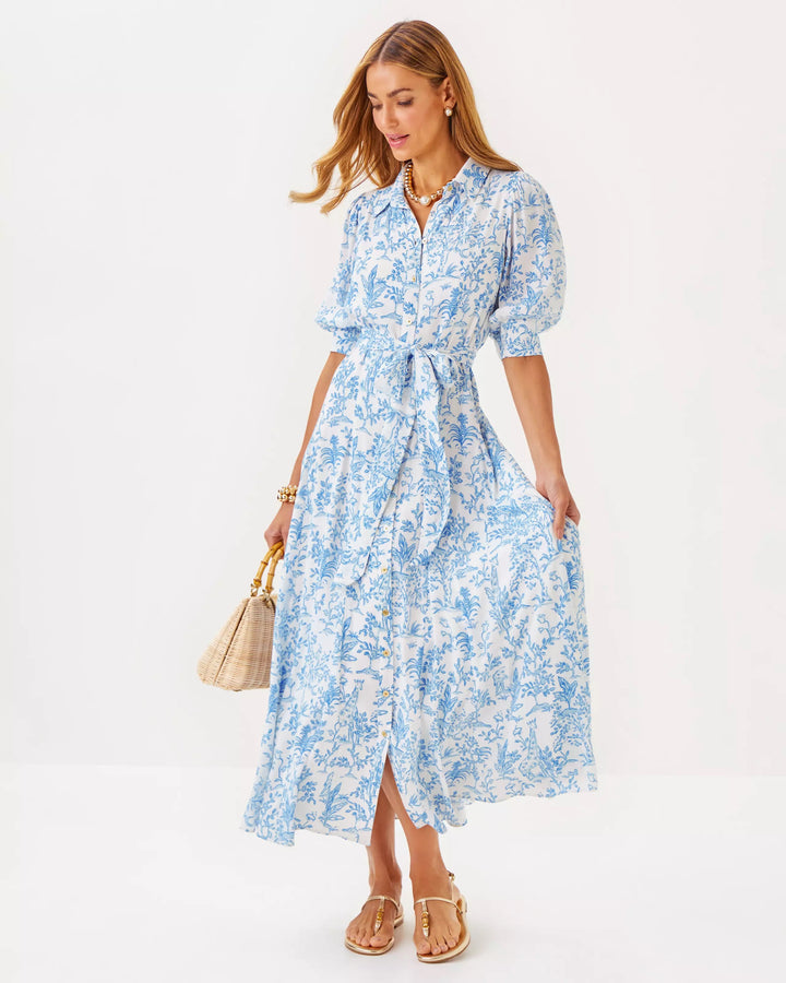 Larkyn Midi Shirtdress - Resort White Tall Tales