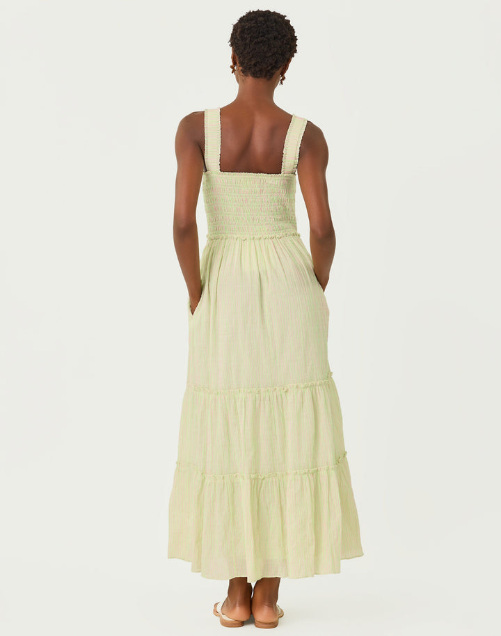 Hadly Smocked Maxi Dress - Pistachio Macaron X Conch Shell Pink