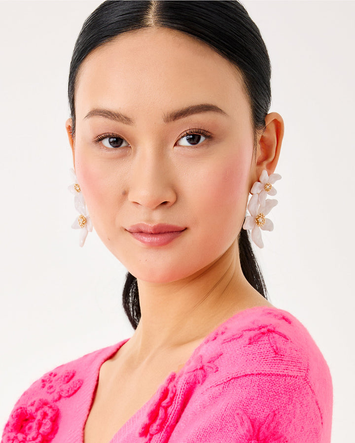 Plumes In Bloom Earrings - Coconut