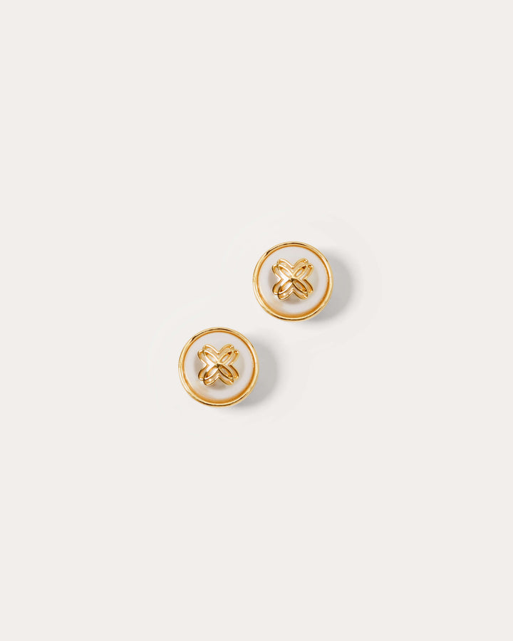 Logo Pearl Stud Earrings - Resort White