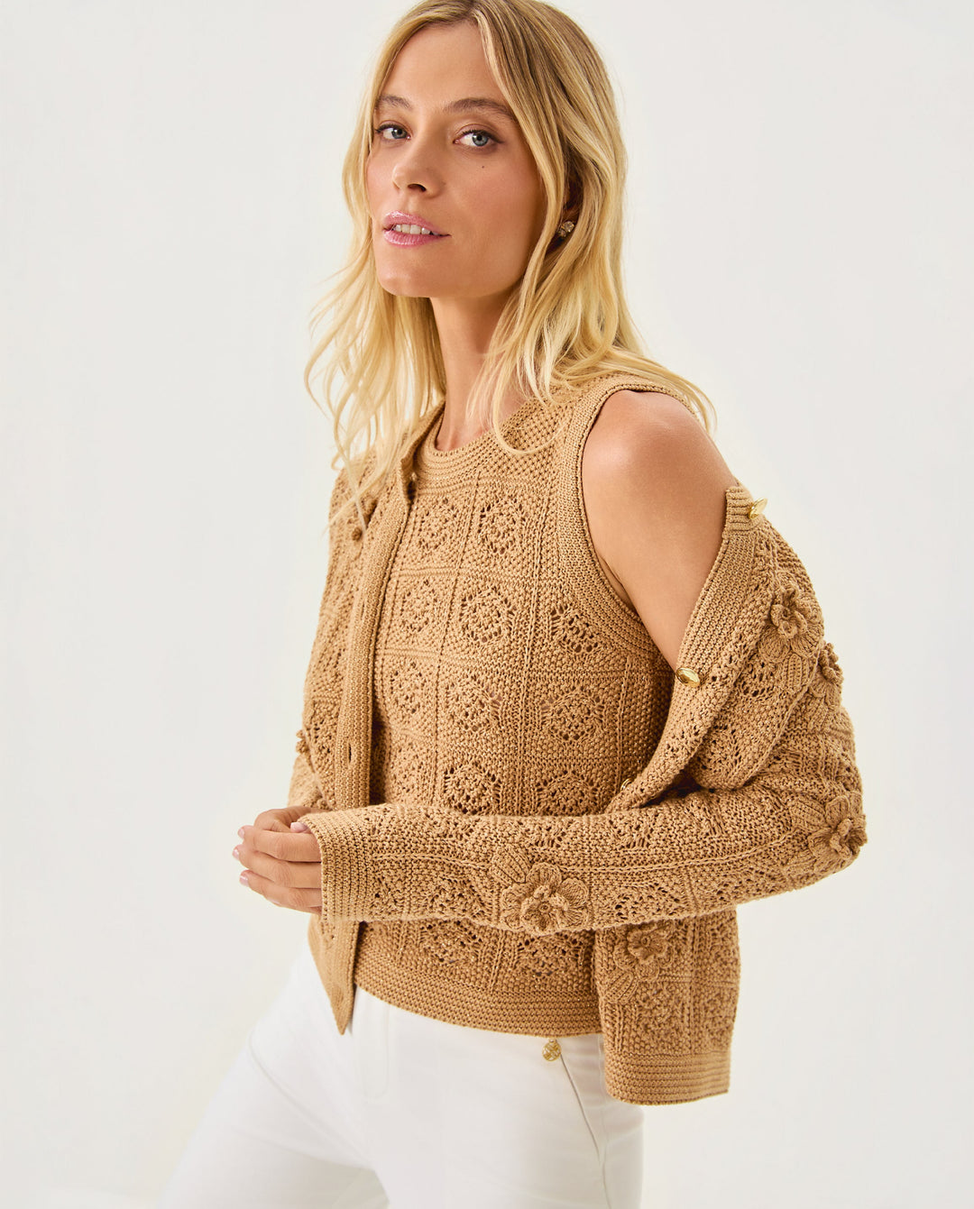 Lenalie Cardigan - Rattan Metallic
