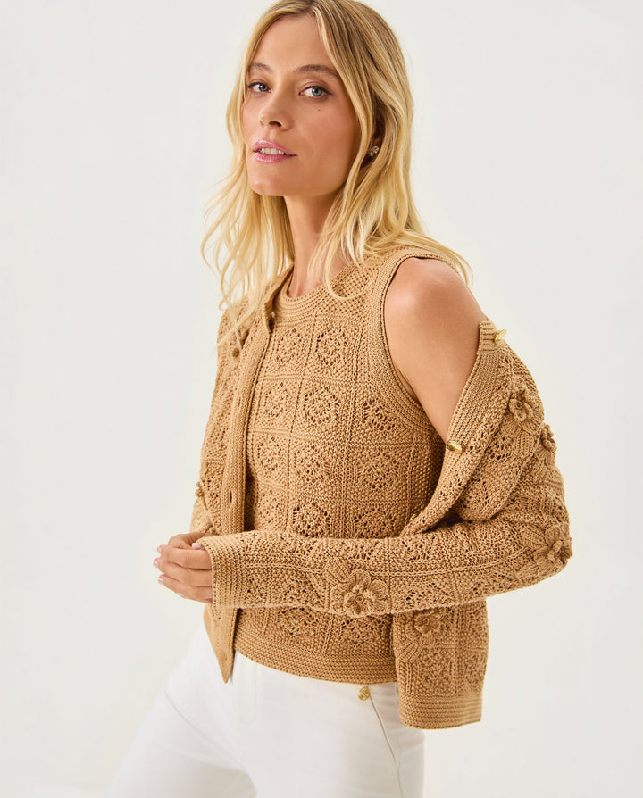 Lenalie Cardigan - Rattan Metallic