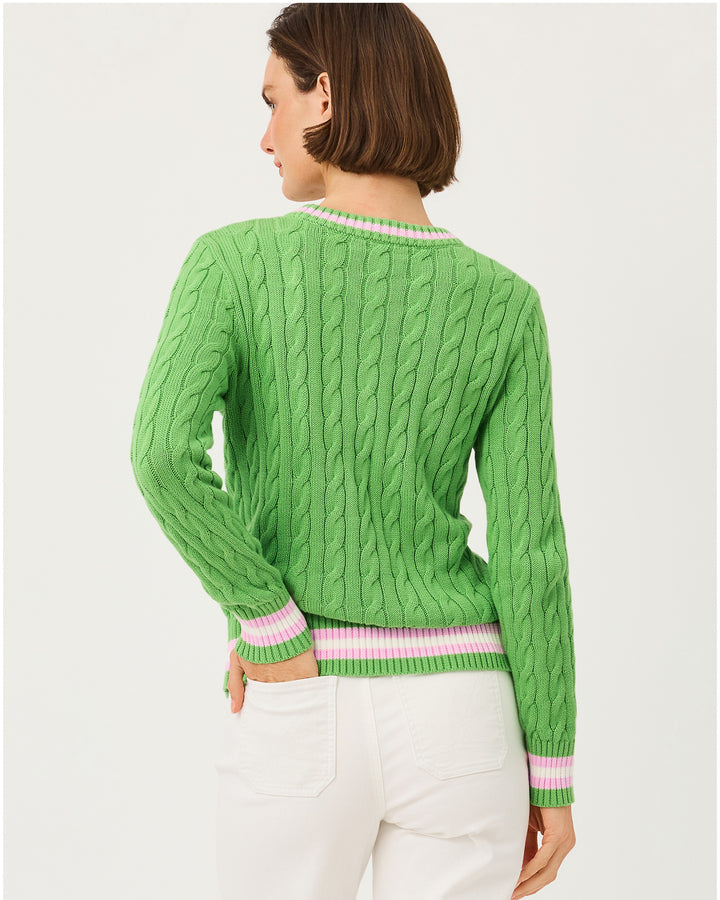 Brockton Crew Neck Sweater - Chateau Green X Oleander Pink