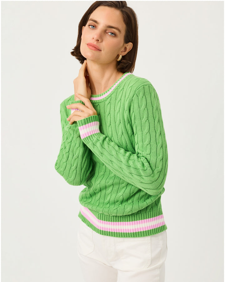Brockton Crew Neck Sweater - Chateau Green X Oleander Pink