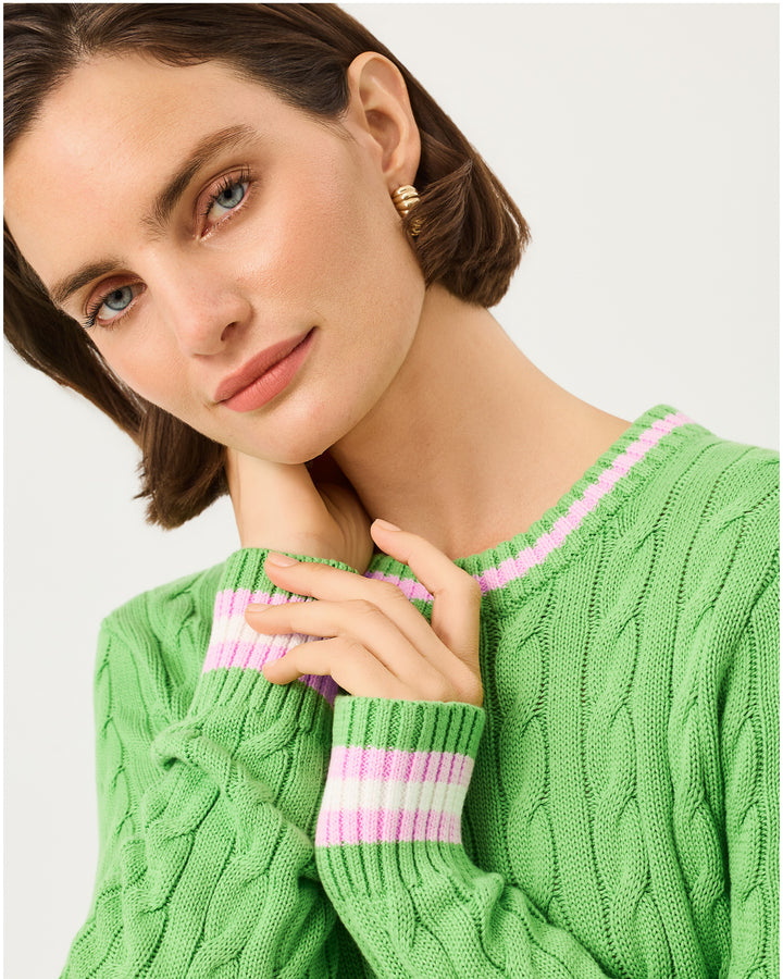 Brockton Crew Neck Sweater - Chateau Green X Oleander Pink