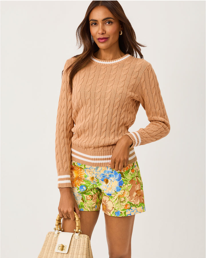 Brockton Crew Neck Sweater - Iced Latte X Coconut Tipping