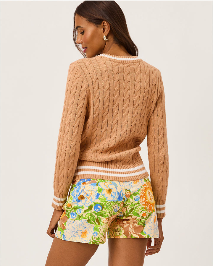 Brockton Crew Neck Sweater - Iced Latte X Coconut Tipping