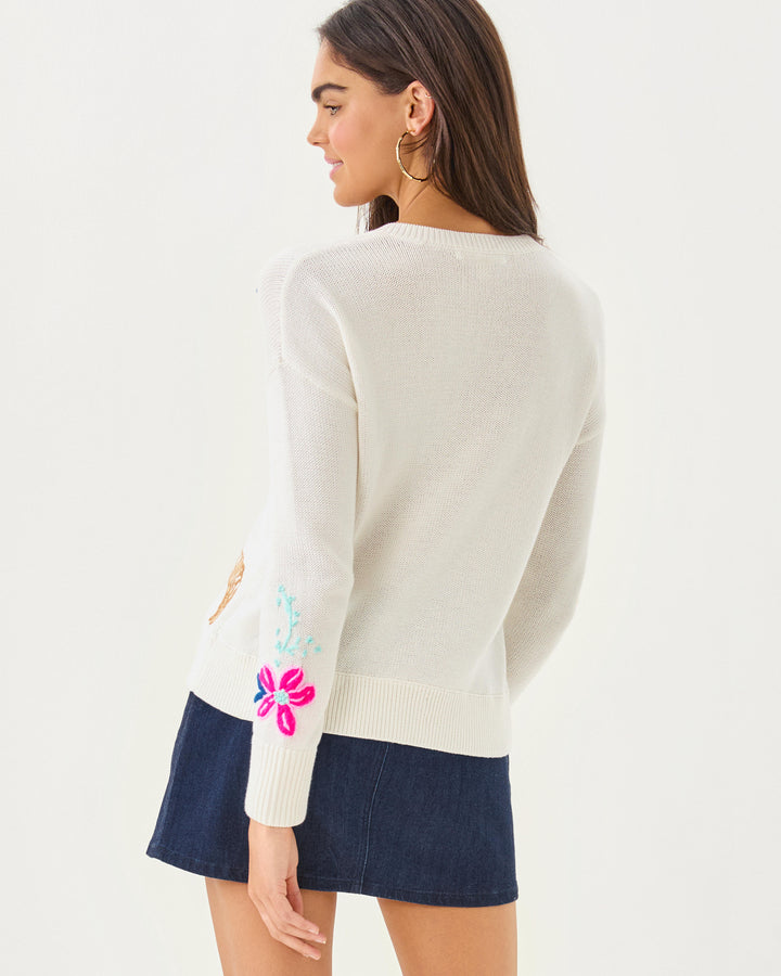 Tensley V-Neck Sweater - Coconut Endless Summer Embroidery