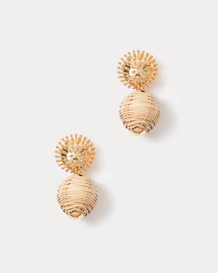Summer Shorelines Wicker Earrings - Wicker Tan