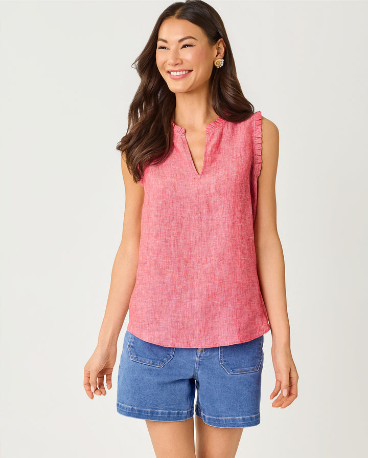 Kavalla Sleeveless Ruffle Top - Paradise Punch