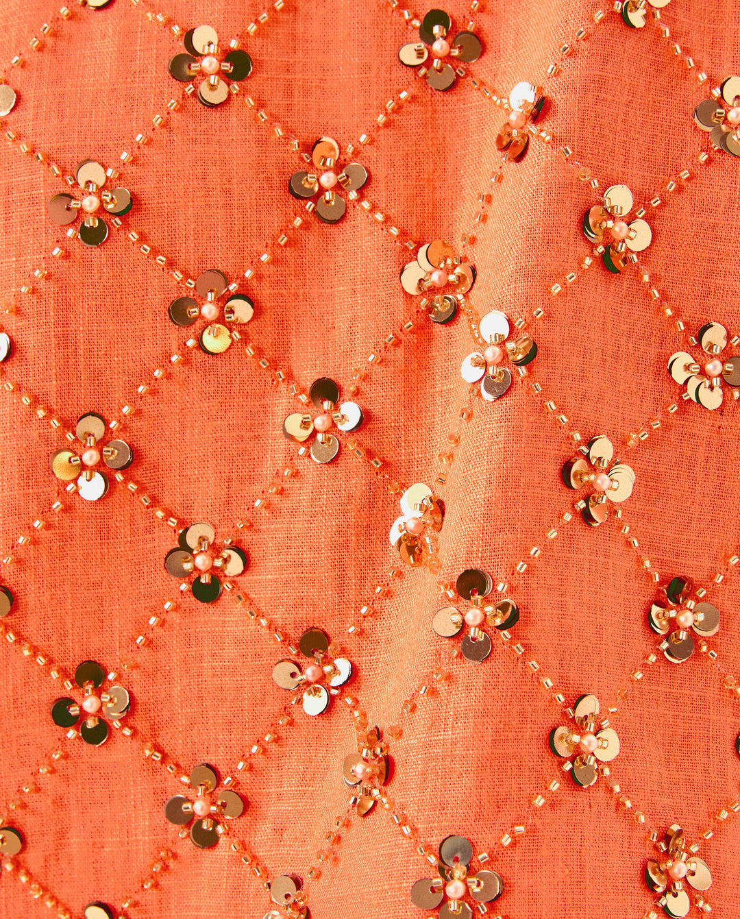 Lathan Sleeveless Cropped - Papaya Beaded Sequin