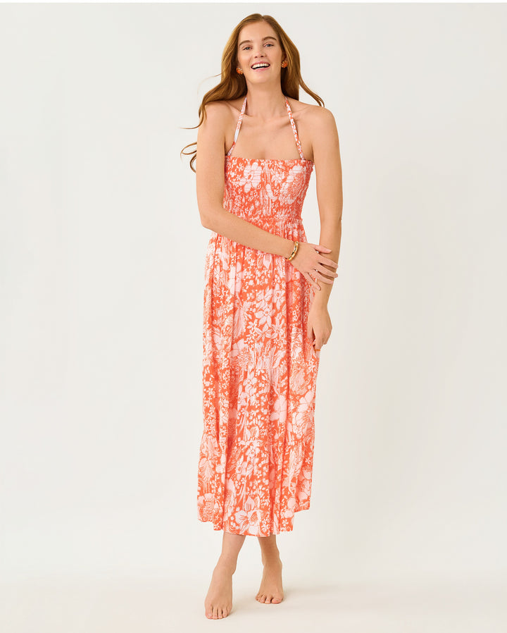 Anali Maxi Cover-Up - Sunset Orange Budding Romance