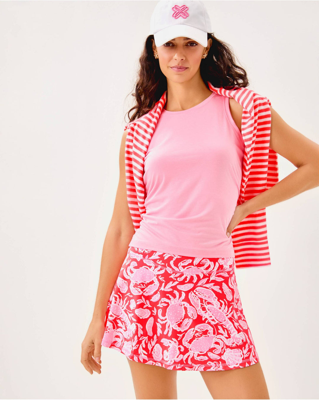 UPF 50+ Luxletic Aila Skort - Cane Coral Crab Collab