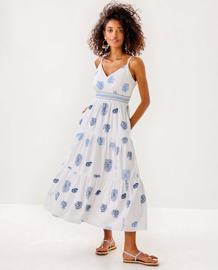Zanna Embroidered Cotton Midi Dress