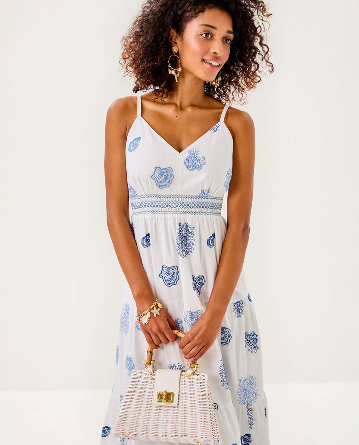 Zanna Embroidered Cotton Midi Dress