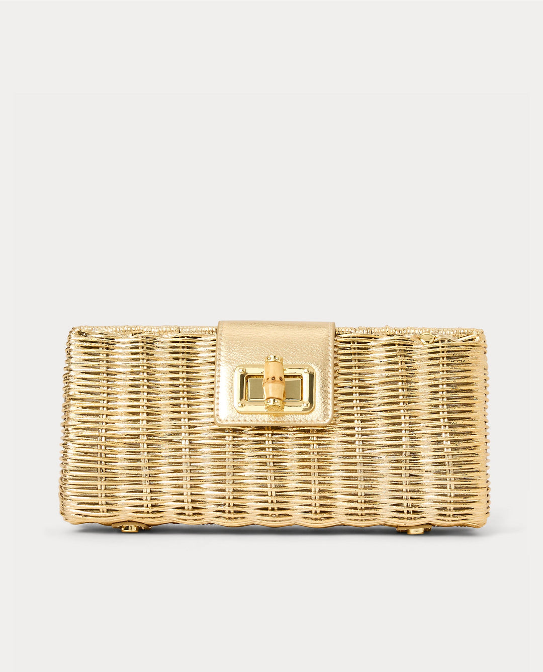 Leena Wicker Clutch - Gold Metallic