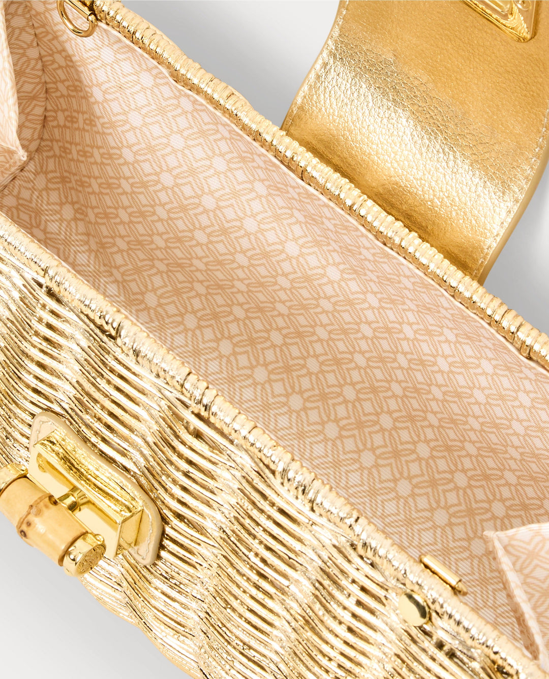 Leena Wicker Clutch - Gold Metallic