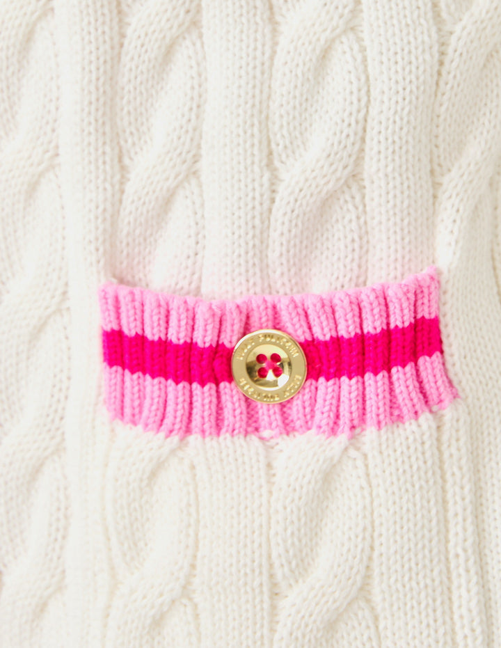 Brockton Polo Cardigan - Coconut x Pink Bliss Tipping