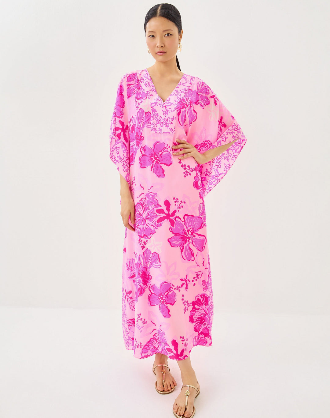Levy Silk Maxi Caftan - Parigi Pink Supporting Squad